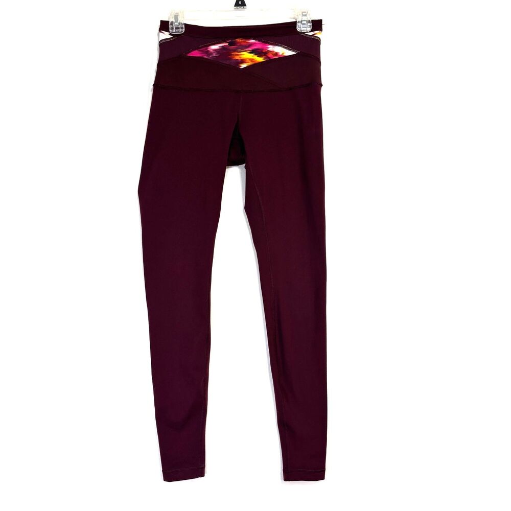 Lululemon Reversible Wunder Under Leggings Sz 6 Burgundy Athletic Athleisure Gym
